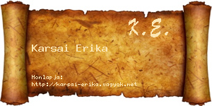 Karsai Erika névjegykártya